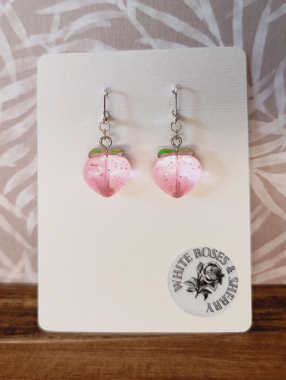 Handmade Peach Resin Dangle Earrings | 925 Sterling Silver Plated Hooks